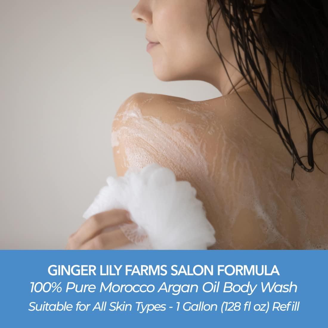 imageGinger Lily Farms Salon Formula 100 Pure Morocco Argan Oil Body Wash for All Skin Types 100 Vegan ampamp CrueltyFree 1 Gallon Refill Pack of 4128 Fl Oz Pack of 1