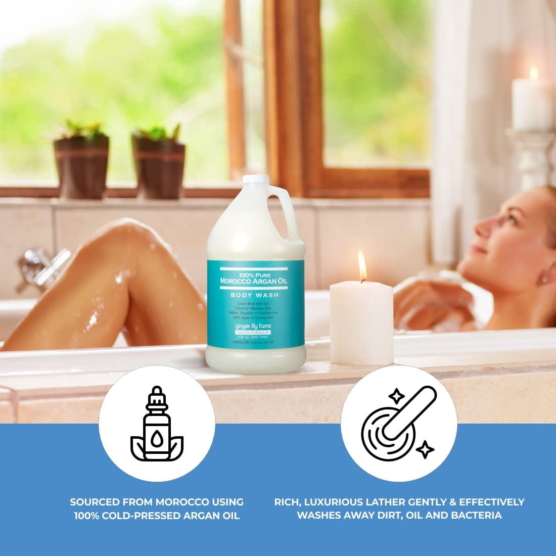 imageGinger Lily Farms Salon Formula 100 Pure Morocco Argan Oil Body Wash for All Skin Types 100 Vegan ampamp CrueltyFree 1 Gallon Refill Pack of 4128 Fl Oz Pack of 1