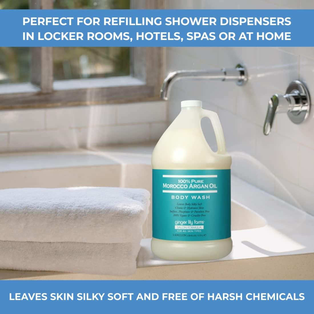 imageGinger Lily Farms Salon Formula 100 Pure Morocco Argan Oil Body Wash for All Skin Types 100 Vegan ampamp CrueltyFree 1 Gallon Refill Pack of 4128 Fl Oz Pack of 1