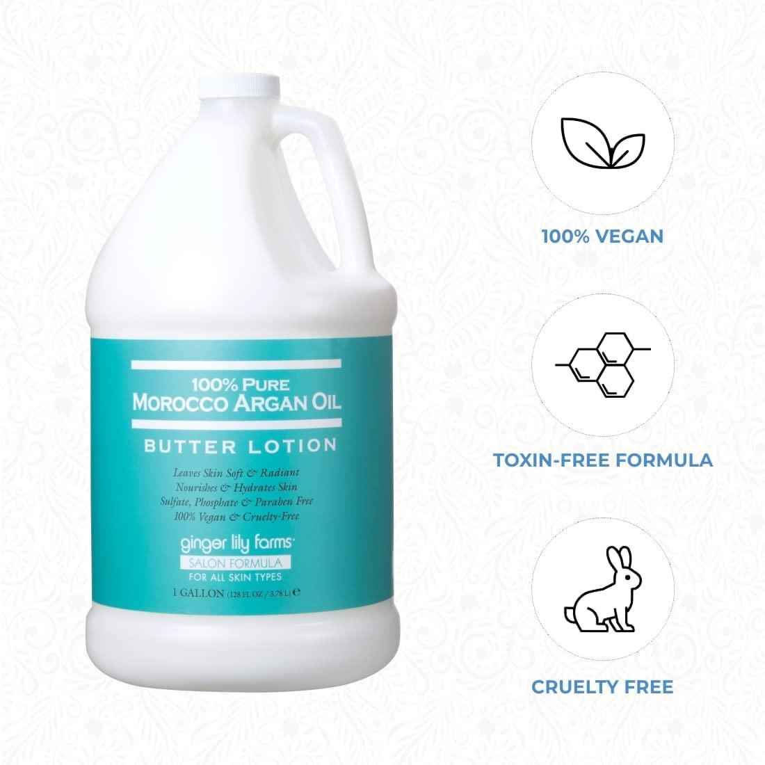 imageGinger Lily Farms Salon Formula 100 Pure Morocco Argan Oil Butter Lotion for All Skin Types 100 Vegan ampamp CrueltyFree 1 Gallon 128 fl oz Refill128 Fl Oz Pack of 4