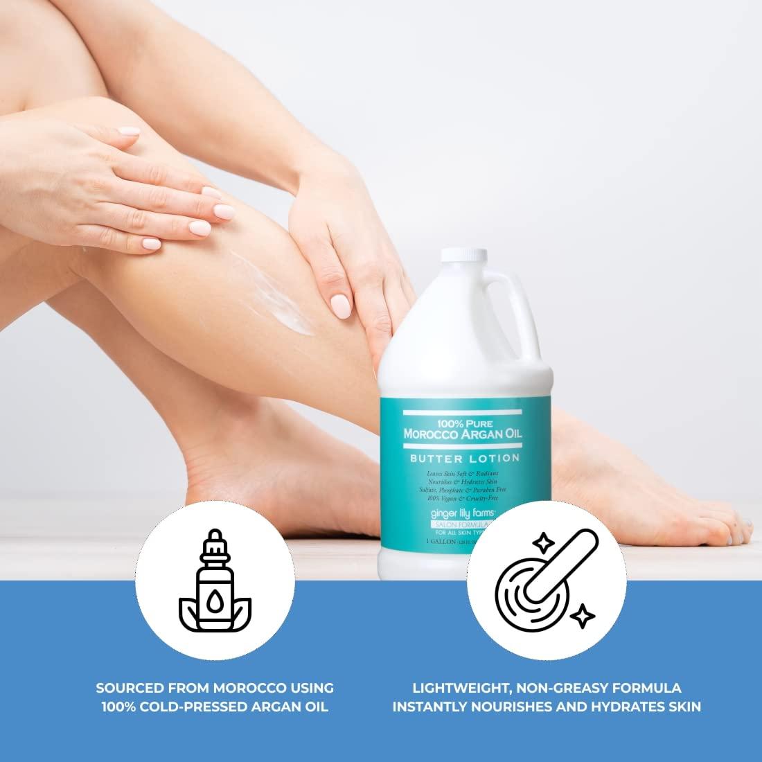 imageGinger Lily Farms Salon Formula 100 Pure Morocco Argan Oil Butter Lotion for All Skin Types 100 Vegan ampamp CrueltyFree 1 Gallon 128 fl oz Refill128 Ounce Pack of 1