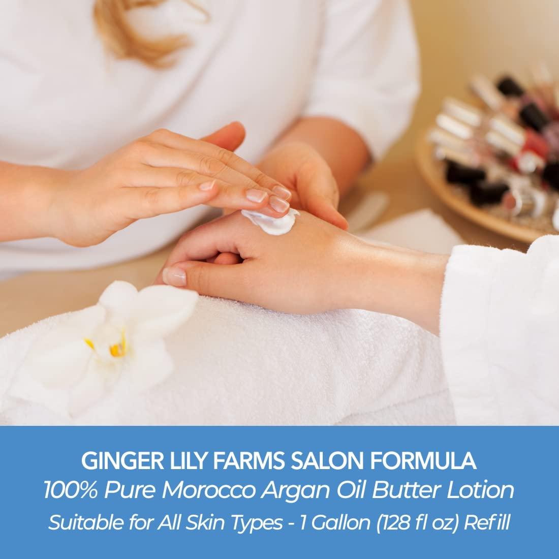 imageGinger Lily Farms Salon Formula 100 Pure Morocco Argan Oil Butter Lotion for All Skin Types 100 Vegan ampamp CrueltyFree 1 Gallon 128 fl oz Refill128 Ounce Pack of 1