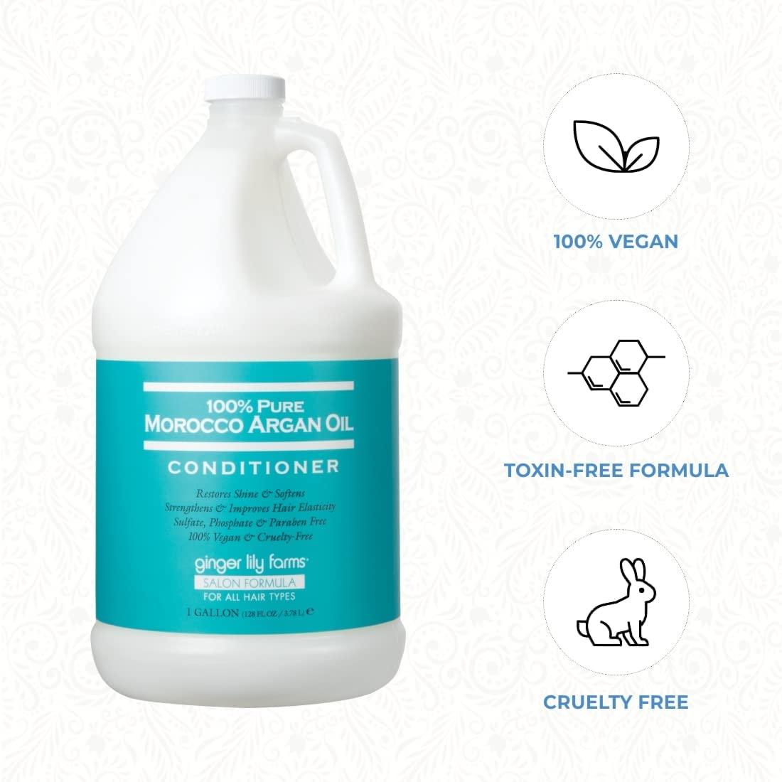 imageGinger Lily Farms Salon Formula 100 Pure Morocco Argan Oil Conditioner for All Hair Types 100 Vegan ampamp CrueltyFree 128 Fl Oz Pack of 4128 Fl Oz Pack of 4