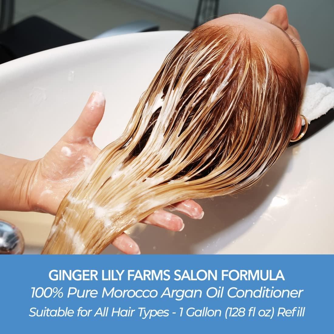 imageGinger Lily Farms Salon Formula 100 Pure Morocco Argan Oil Conditioner for All Hair Types 100 Vegan ampamp CrueltyFree 128 Fl Oz Pack of 4128 Fl Oz Pack of 4