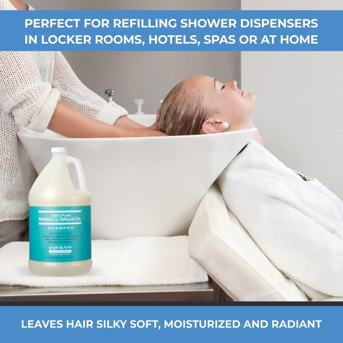 imageGinger Lily Farms Salon Formula 100 Pure Morocco Argan Oil Shampoo for All Hair Types 100 Vegan ampamp CrueltyFree 1 Gallon Refill Pack of 4128 Fl Oz Pack of 4