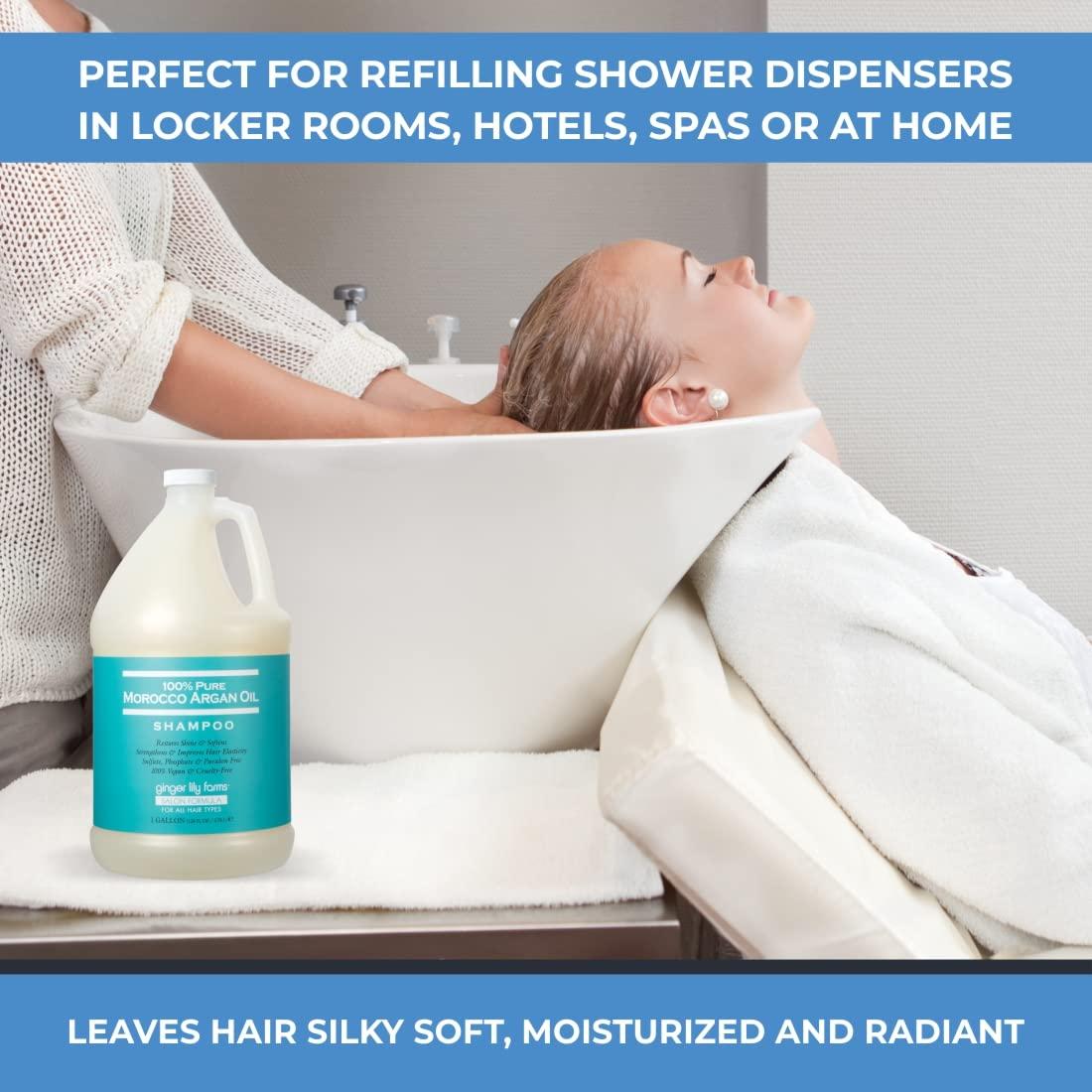 imageGinger Lily Farms Salon Formula 100 Pure Morocco Argan Oil Shampoo for All Hair Types 100 Vegan ampamp CrueltyFree 1 Gallon Refill Pack of 4128 Fl Oz Pack of 1