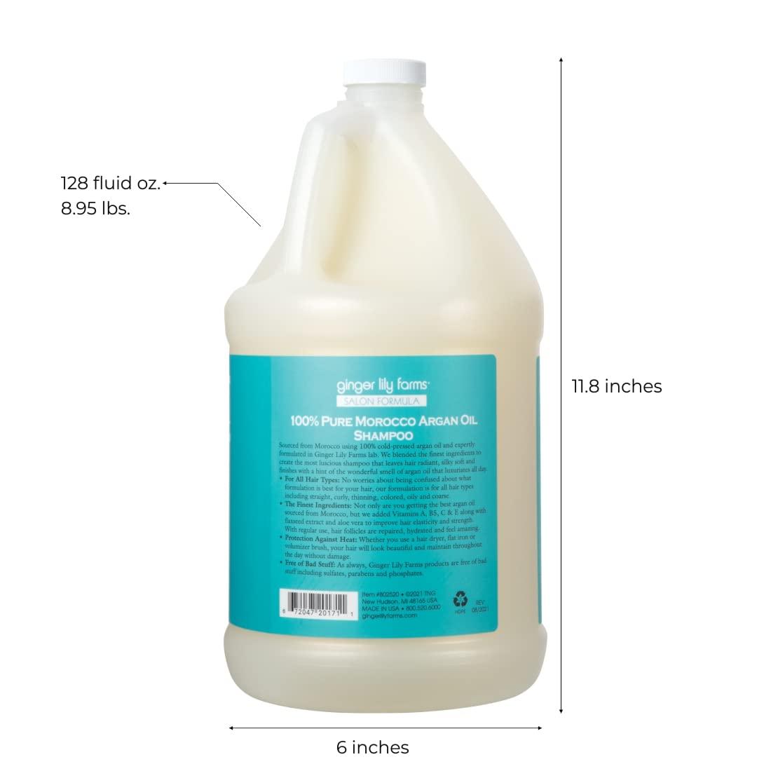 imageGinger Lily Farms Salon Formula 100 Pure Morocco Argan Oil Shampoo for All Hair Types 100 Vegan ampamp CrueltyFree 1 Gallon Refill Pack of 4128 Fl Oz Pack of 1