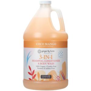 imageGinger Lily Farms Botanicals 3in1 Shampoo Conditioner ampamp Body Wash Coco Mango 100 Vegan ampamp CrueltyFree Coconut Mango Scent 1 Gallon 128 fl oz Refill
