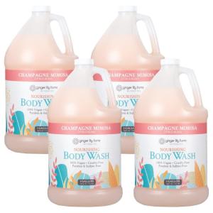 imageGinger Lily Farms Botanicals Nourishing Body Wash Champagne Mimosa 100 Vegan ampamp CrueltyFree Citrus Blend Scent 1 Gallon 128 fl oz Refill128 Fl Oz Pack of 4