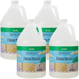 imageGinger Lily Farms Botanicals PlantBased Liquid Dish Soap Concentrated Formula with Max Grease Cleaning Power CrueltyFree Basil Scent 1 Gallon Refill 128 Fl Oz128 Fl Oz Pack of 4