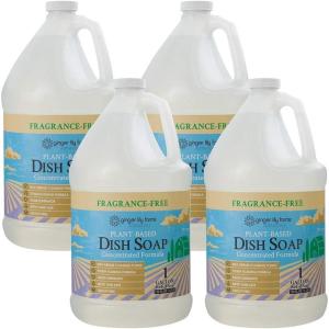 imageGinger Lily Farms Botanicals PlantBased Liquid Dish Soap Concentrated Formula with Max Grease Cleaning Power CrueltyFree FragranceFree 1 Gallon Refill 128 Fl Oz Clear128 Fl Oz Pack of 4