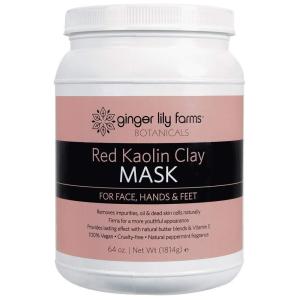 imageGinger Lily Farms Botanicals Red Kaolin Clay Mask Exfoliating Mask for Face Hands ampamp Feet Firms Skin ampamp Removes Impurities 100 Vegan Natural Peppermint Fragrance 64 Oz
