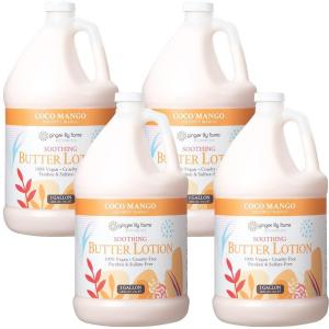 imageGinger Lily Farms Botanicals Soothing Butter Lotion Coco Mango 100 Vegan ampamp CrueltyFree Coconut Mango Scent 1 GallonPack of 4