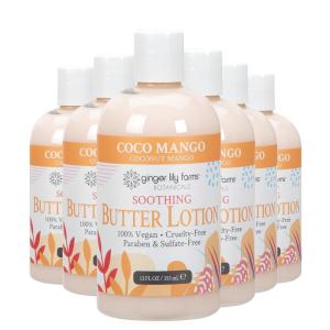 imageGinger Lily Farms Botanicals Soothing Butter Lotion for Dry Skin Coco Mango 100 Vegan ampamp CrueltyFree Coconut Mango Scent 12 Fl Oz Pack of 6