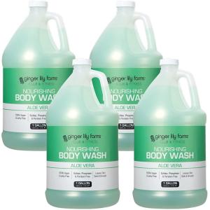 imageGinger Lily Farms Club ampamp Fitness Nourishing Body Wash 100 Vegan ampamp CrueltyFree Bath ampamp Shower Gel for Men and Women Aloe Vera Scent 1 Gallon 128 fl oz Refill128 Ounce Pack of 4