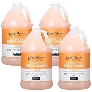imageGinger Lily Farms Club ampamp Fitness Nourishing Body Wash 100 Vegan ampamp CrueltyFree Citrus Scent 1 Gallon Refill Pack of 4128 Fl Oz Pack of 4