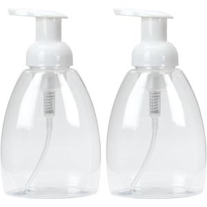 imageGinger Lily Farms Foaming Soap Dispenser Refillable Plastic Pump Bottles for Liquid Hand Soap 12 oz Clear Bottle with White Pump 2Pack12 Oz Clear