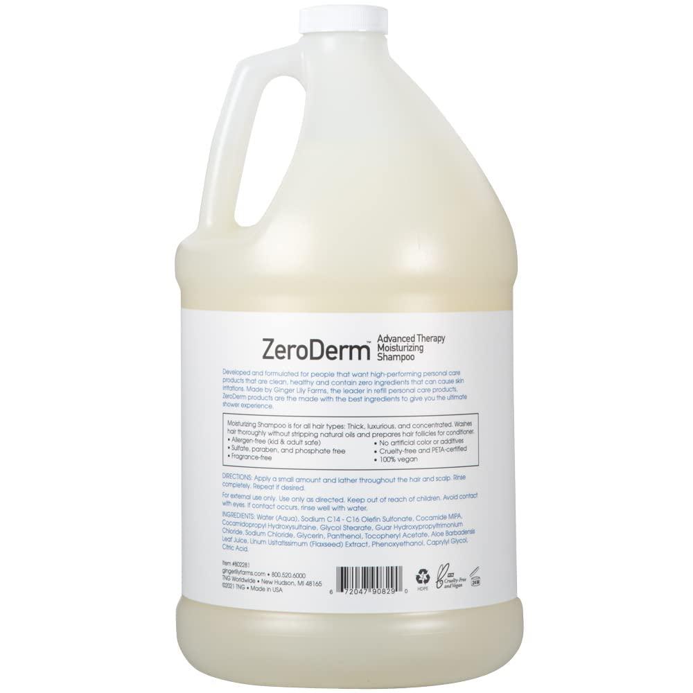 imageGinger Lily Farms Botanicals ZeroDerm Advanced Therapy Moisturizing Shampoo for All Hair Types 100 Vegan ampamp CrueltyFree Fragrance Free 1 Gallon Refill Pack of 4128 Fl Oz Pack of 1