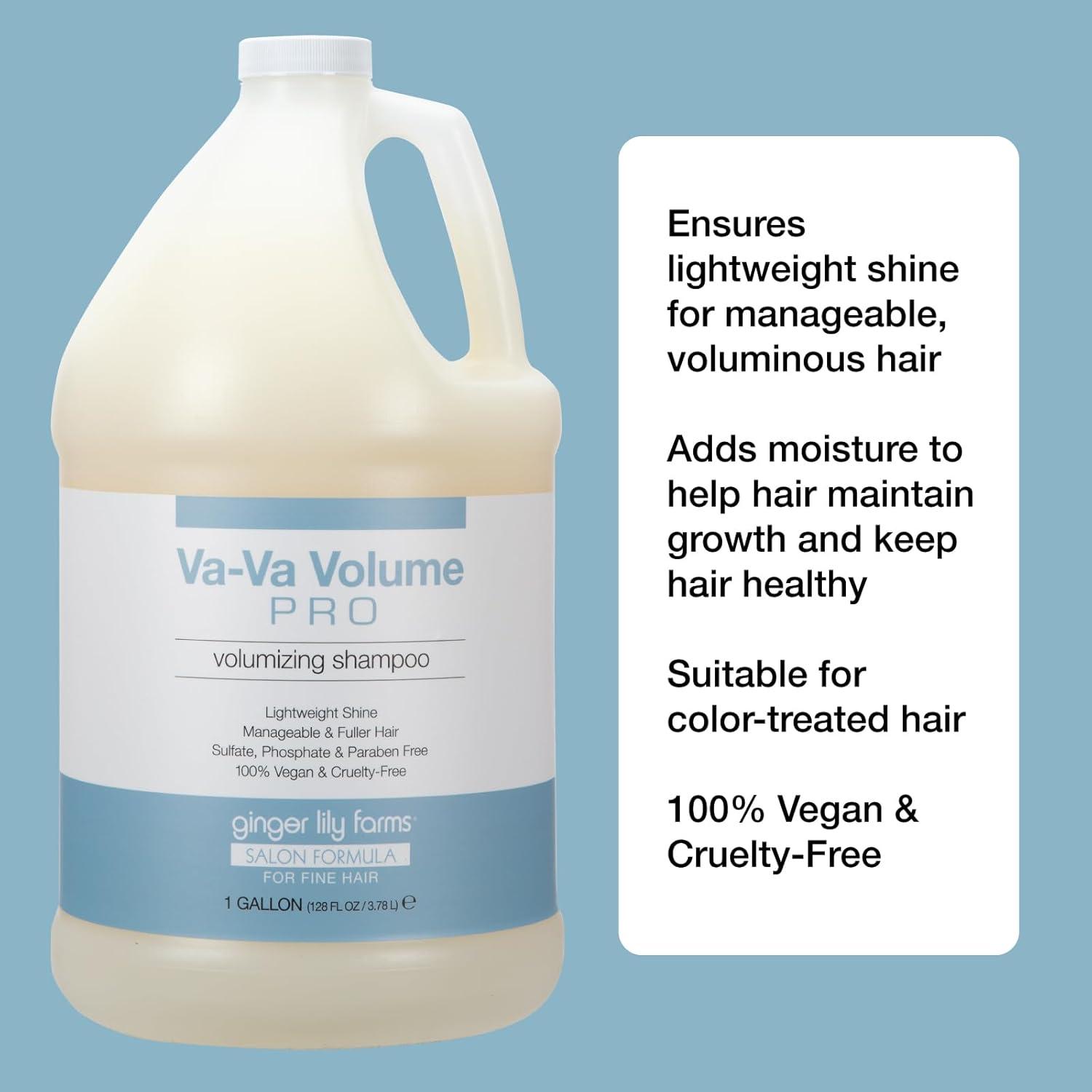 imageGinger Lily Farms Salon Formula VaVa Volume Pro Volumizing Shampoo for Fine Hair 100 Vegan ampamp CrueltyFree 1 Gallon 128 fl oz Refill