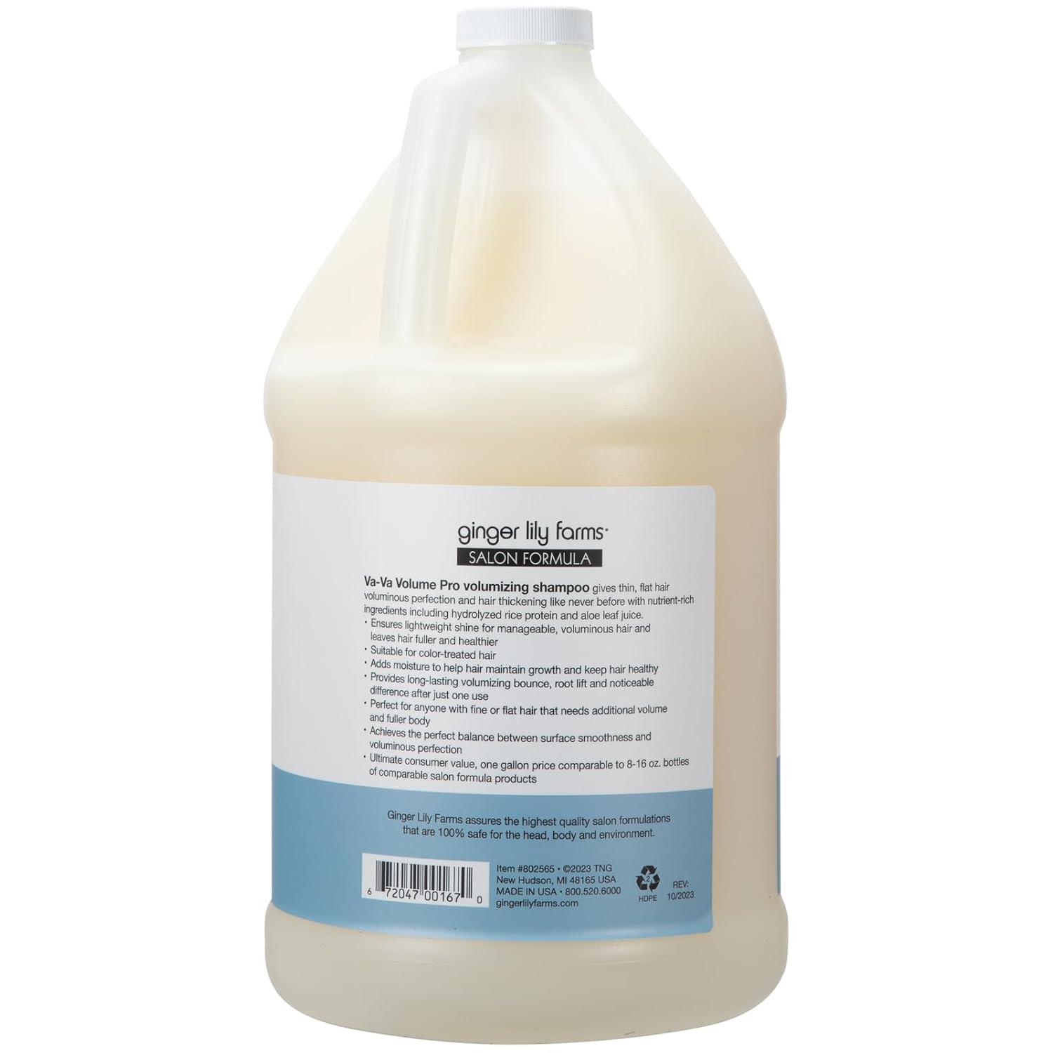 imageGinger Lily Farms Salon Formula VaVa Volume Pro Volumizing Shampoo for Fine Hair 100 Vegan ampamp CrueltyFree 1 Gallon 128 fl oz Refill