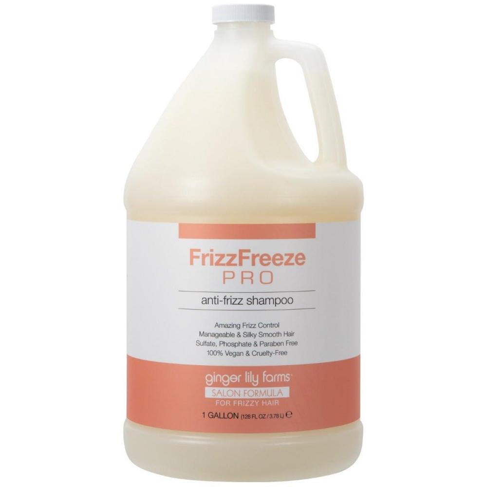 imageGinger Lily Farms Salon Formula FrizzFreeze Pro AntiFrizz Shampoo for Frizzy Hair 100 Vegan ampamp CrueltyFree 1 Gallon 128 fl oz Refill
