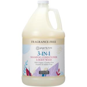 imageGinger Lily Farms Botanicals 3in1 Shampoo Conditioner amp Body Wash 100 Vegan amp CrueltyFree Fragrance Free 1 Gallon Pack of 4Fragrance Free