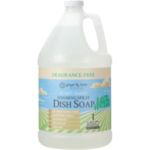 imageGinger Lily Farms Botanicals PlantBased Foaming Spray Dish Soap Concentrated Formula with Max Grease Cleaning Power CrueltyFree Basil Scent 1 Gallon Pack of 4Fragrance Free