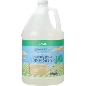imageGinger Lily Farms Botanicals PlantBased Foaming Spray Dish Soap Concentrated Formula with Max Grease Cleaning Power CrueltyFree Basil Scent 1 Gallon Pack of 4Basil