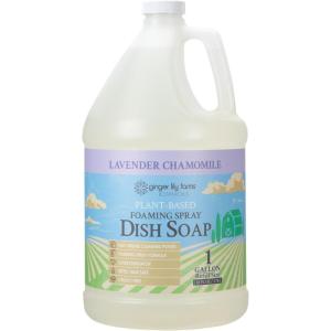 imageGinger Lily Farms Botanicals PlantBased Foaming Spray Dish Soap Concentrated Formula with Max Grease Cleaning Power CrueltyFree Basil Scent 1 Gallon Pack of 4Lavender Chamomile