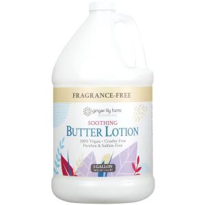 imageGinger Lily Farms Botanicals Soothing Butter Lotion for Dry Skin 100 Vegan amp CrueltyFree Lavender Chamomile Scent 1 Gallon Pack of 4Fragrance Free