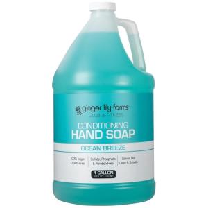 imageGinger Lily Farms Club amp Fitness Conditioning Liquid Hand Soap Refill 100 Vegan amp CrueltyFree Citrus Scent 1 Gallon Pack of 4Ocean Breeze