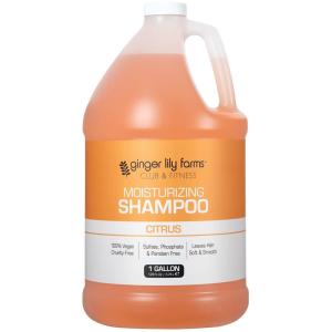 imageGinger Lily Farms Club amp Fitness Moisturizing Shampoo for All Hair Types 100 Vegan amp CrueltyFree Rain Water Scent 1 Gallon Pack of 4Citrus