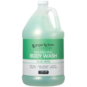 imageGinger Lily Farms Club amp Fitness Nourishing Body Wash 100 Vegan amp CrueltyFree Bath amp Shower Gel for Men and Women Fragrance Free 1 Gallon Pack of 4Aloe Vera
